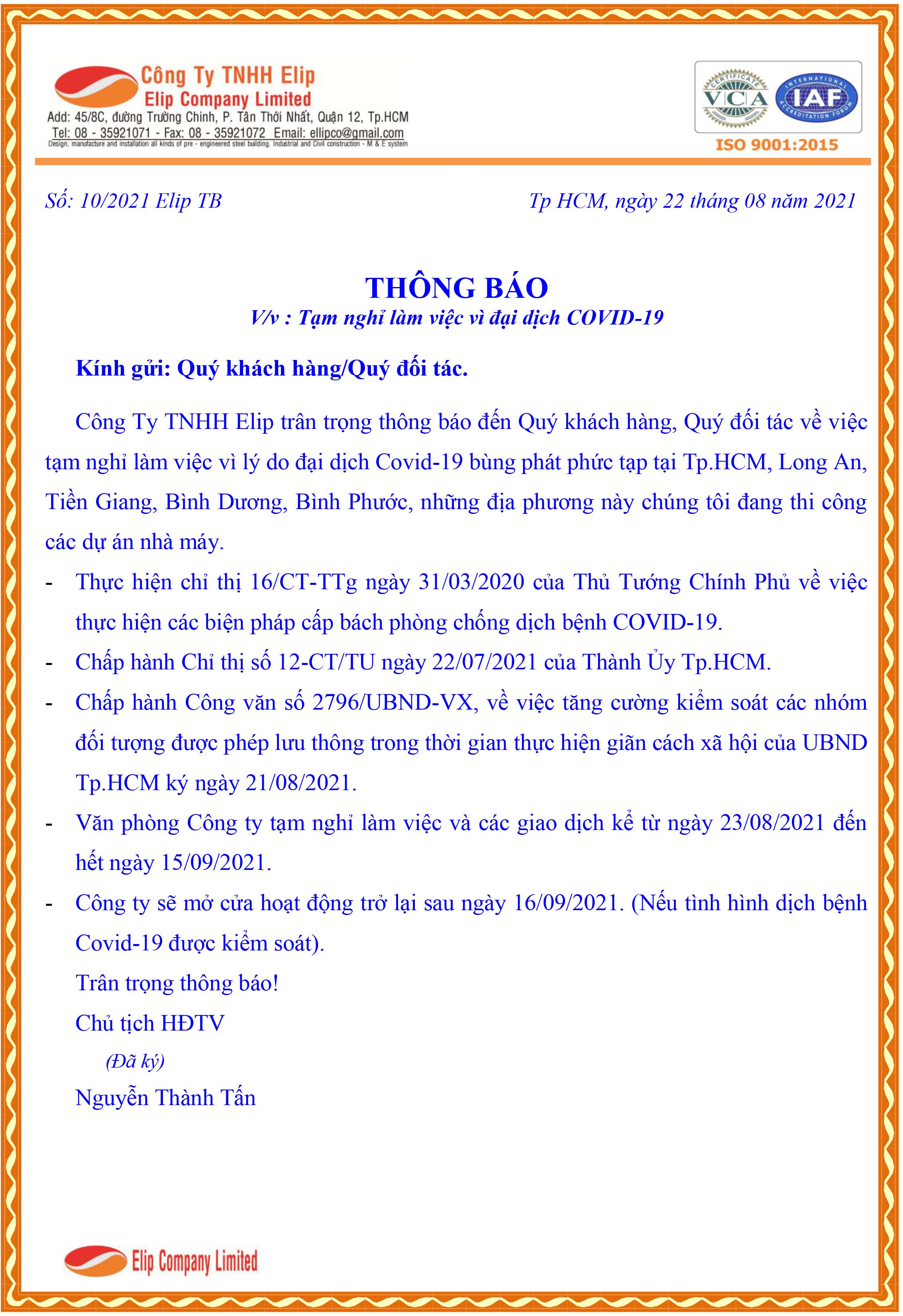 THÔNG BÁO NGHỈ COVID 19(2)